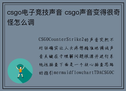 csgo电子竞技声音 csgo声音变得很奇怪怎么调